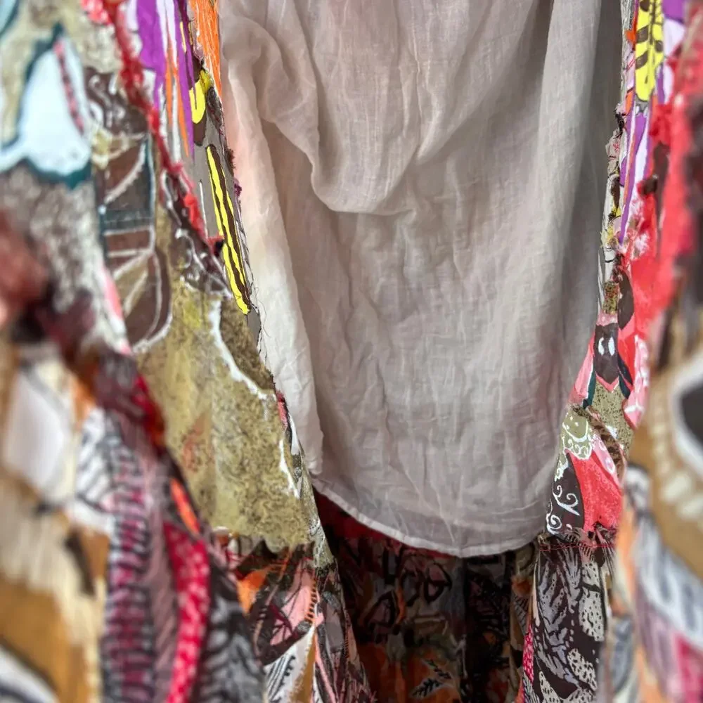 Vintage Cato Patchwork Tiered Multicolor Floral Paisley Scarf Skirt Boho 18-20 - Picture 5 of 10